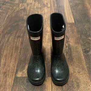 Girl black glitter Hunter boots size 11
